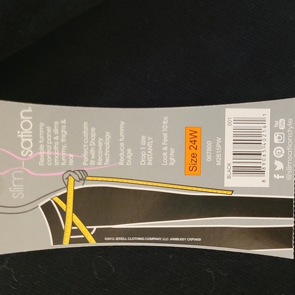 Slimsation 24W Black Corduroy Pants NWT Stretch Pull On 5 Pocket High Rise Luxe - Picture 8 of 8